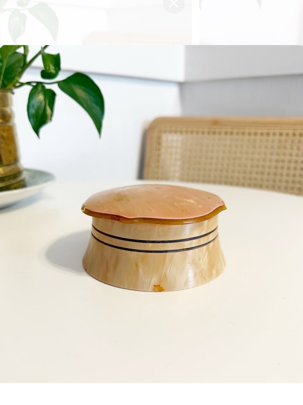 Antique Vanity Powder Box ✨ Art Deco Trinket Dresser Decor